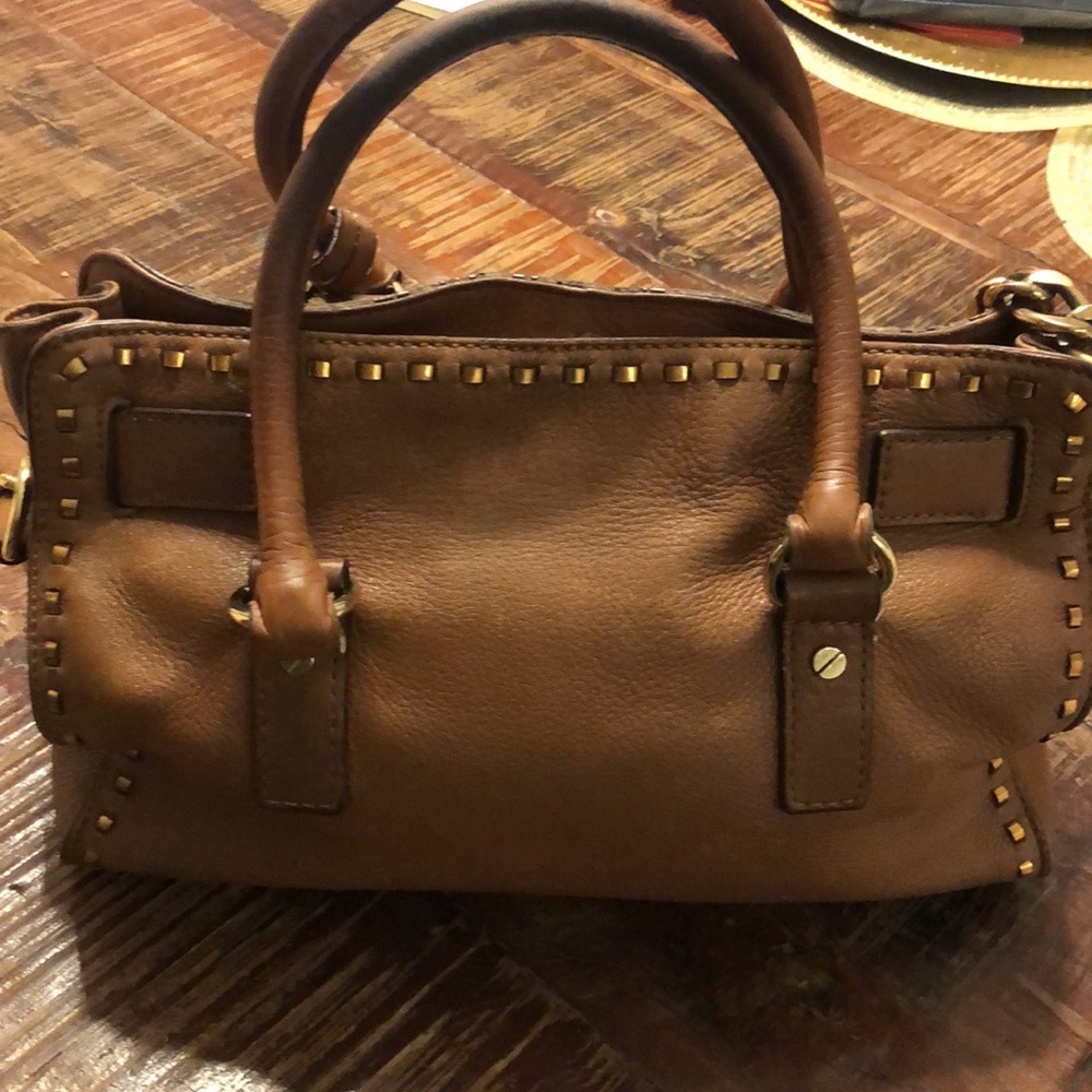 Michael Kors Hamilton Satchel Handbag Soft Genuine Leather (Brown/Gold )medium - Picture 7 of 11